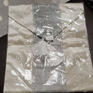 Cream and silver table runner